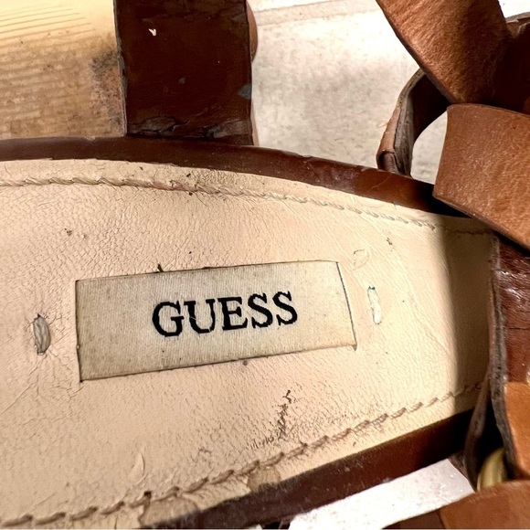 GUESS Ormandi Platform Gladiator Women's Heels sandals Brown leather Y2K 9.5M - Picture 5 of 9